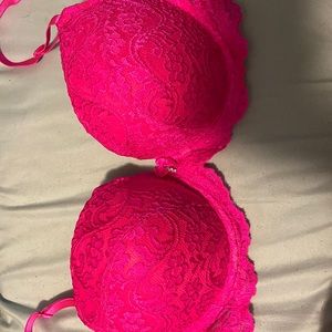 Hot Pink Padded Lacey Bra 36D